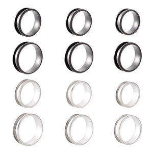 12Pcs Stainless Steel Grooved Ring Settings Blank Core for Inlay Ring DIY