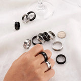 12Pcs Stainless Steel Grooved Ring Settings Blank Core for Inlay Ring DIY