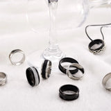 12Pcs Stainless Steel Grooved Ring Settings Blank Core for Inlay Ring DIY