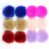 12Pcs Faux Fur Pom Poms for Hats DIY Knitting Accessories