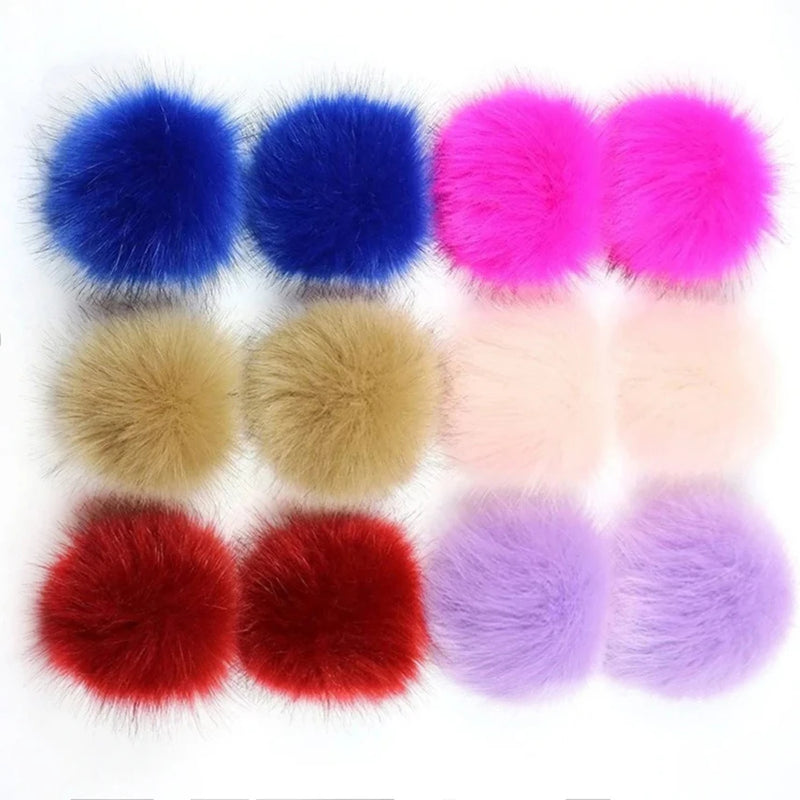 12Pcs Faux Fur Pom Poms for Hats DIY Knitting Accessories