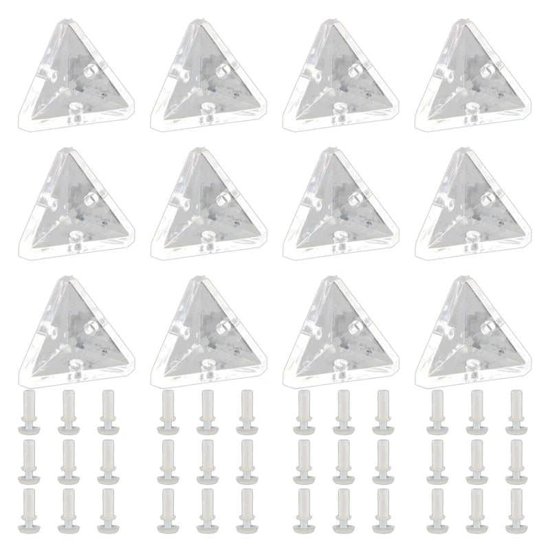 12Pcs Acrylic Corner Brackets Clear 3-Hole Right Angle Brace Brackets