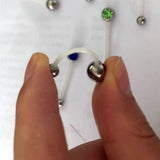12Pcs Acrylic Flat CZ Gem Bioplast Pregnancy Navel Belly Button Rings 14g