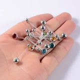 12Pcs Acrylic Flat CZ Gem Bioplast Pregnancy Navel Belly Button Rings 14g
