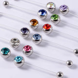 12Pcs Acrylic Flat CZ Gem Bioplast Pregnancy Navel Belly Button Rings 14g