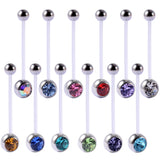 12Pcs Acrylic Flat CZ Gem Bioplast Pregnancy Navel Belly Button Rings 14g
