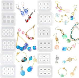12Pcs Round Square Roundle Gemstone Beads Resin Molds