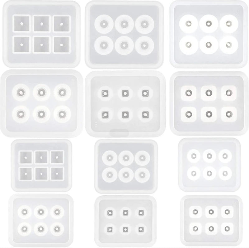 12Pcs Resin Molds for Gemstone Beads Jewelry Making Tools