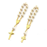 12Pcs Baby 6mm Glass Pearl Rosary Bracelet Eucharist Gift Cross Mini Rosary