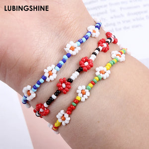 Bohemian Seed Beads Anklet Bracelet Ethnic Flowers Charm Summer Party Jewelry