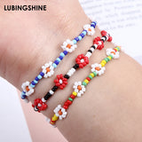 Bohemian Seed Beads Anklet Bracelet Ethnic Flowers Charm Summer Party Jewelry