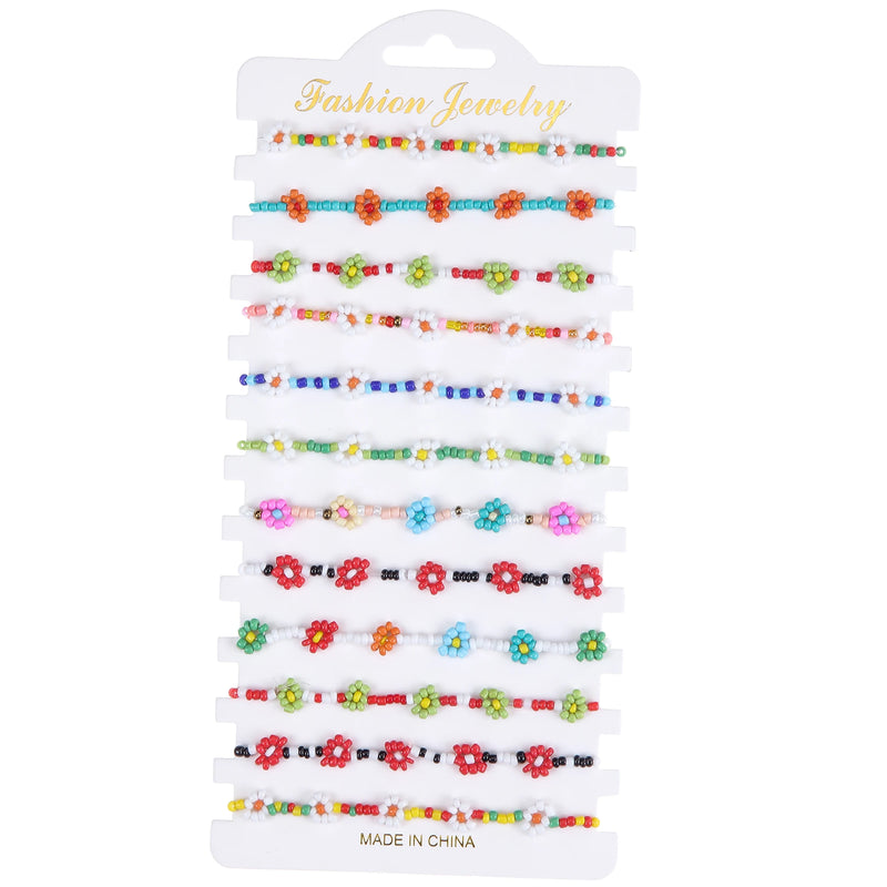 Bohemian Seed Beads Anklet Bracelet Ethnic Flowers Charm Summer Party Jewelry