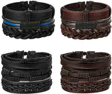12Pcs Braided Leather Bracelet for Men Women Cuff Wrap Bracelet
