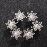12Pcs Crystal Flower Rhinestone Hair Buckle Hairpins
