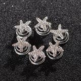 12Pcs Crystal Flower Rhinestone Hair Buckle Hairpins