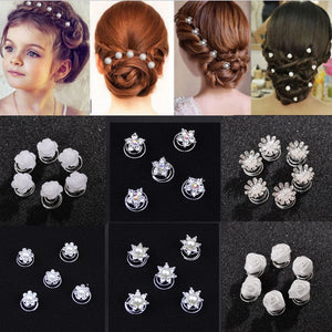 12Pcs Crystal Flower Rhinestone Hair Buckle Hairpins