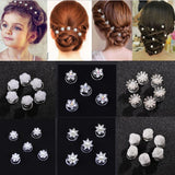 12Pcs Crystal Flower Rhinestone Hair Buckle Hairpins