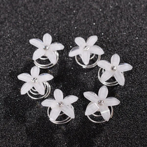 12Pcs Crystal Flower Rhinestone Hair Buckle Hairpins
