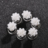 12Pcs Crystal Flower Rhinestone Hair Buckle Hairpins