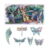 12Pcs Butterfly Dragonfly Charms Crystal Wing Alloy Pendants DIY Jewelry