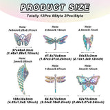 12Pcs Butterfly Dragonfly Charms Crystal Wing Alloy Pendants DIY Jewelry