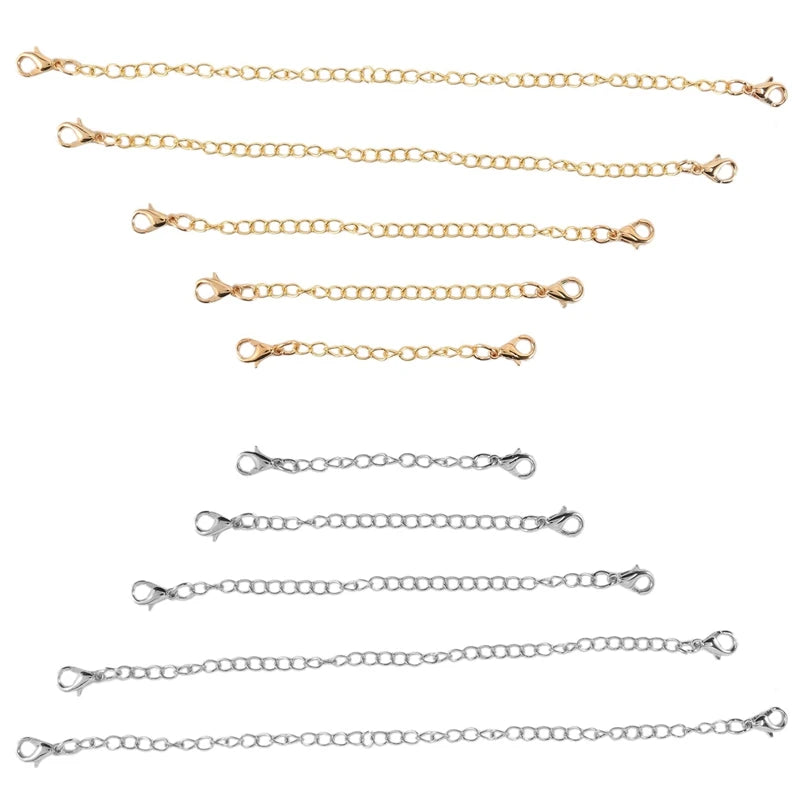 12Pcs Stainless Steel Chain Extender for DIY Jewelry Making, Silver