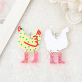 12Pcs Chicken Charms Acrylic Pendant For DIY Earring Necklace Making