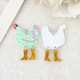 12Pcs Chicken Charms Acrylic Pendant For DIY Earring Necklace Making
