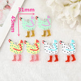 12Pcs Chicken Charms Acrylic Pendant For DIY Earring Necklace Making