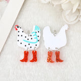 12Pcs Chicken Charms Acrylic Pendant For DIY Earring Necklace Making
