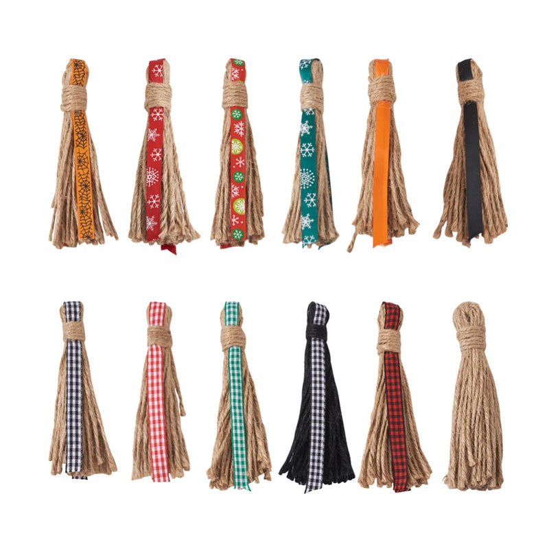 12Pcs Christmas Jute Rope Tassel Pendants for Home Decoration