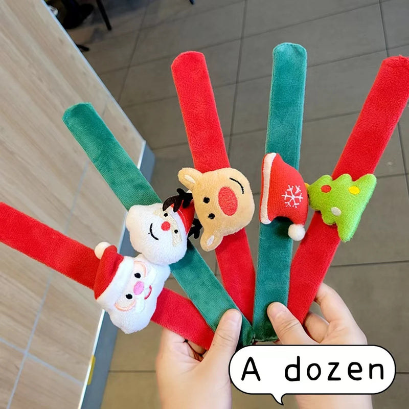 12Pcs Christmas Cartoon Slap Bracelets for Kids