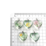 12Pcs Heart Shaped Daisy Hibiscus Petal Dried Flower Glass Charms Pendant