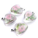 12Pcs Heart Shaped Daisy Hibiscus Petal Dried Flower Glass Charms Pendant