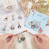 12Pcs Alloy Enamel Cat Crochet Stitch Markers - 6 Colors - Removable Locking