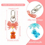 12Pcs Bear Bowknot Acrylic Pendant Swivel Clasps Keychain Bag Jewelry Decoration