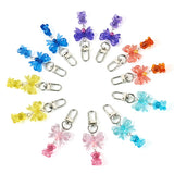 12Pcs Bear Bowknot Acrylic Pendant Swivel Clasps Keychain Bag Jewelry Decoration