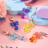 12Pcs Bear Bowknot Acrylic Pendant Swivel Clasps Keychain Bag Jewelry Decoration
