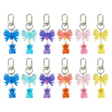 12Pcs Bear Bowknot Acrylic Pendant Swivel Clasps Keychain Bag Jewelry Decoration