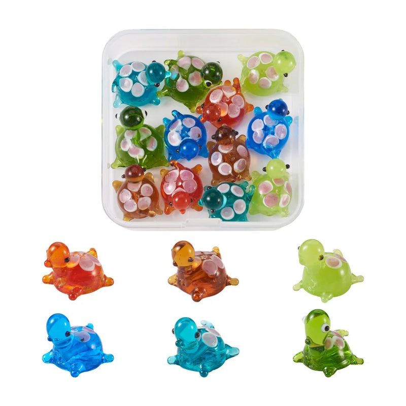 12Pcs Turtle Lampwork Bead Glass Beads DIY Earrings Bracelet Charm Jewelry