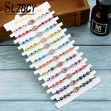 12Pcs Evil Eyes Crystal Bead Charm Bracelets for Women Adjustable