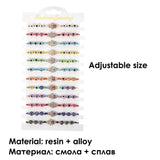 12Pcs Evil Eyes Crystal Bead Charm Bracelets for Women Adjustable