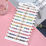 12Pcs Evil Eyes Crystal Bead Charm Bracelets for Women Adjustable
