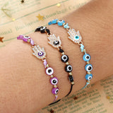 12Pcs Evil Eyes Crystal Bead Charm Bracelets for Women Adjustable