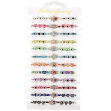 12Pcs Evil Eyes Crystal Bead Charm Bracelets for Women Adjustable