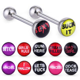 12Pcs Nightclub Sexy Tongue Piercing Stainless Steel Tongue Rings Barbells