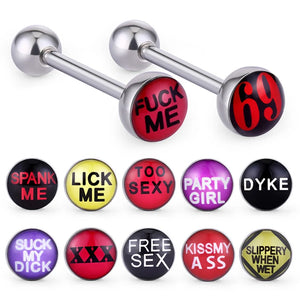 12Pcs Nightclub Sexy Tongue Piercing Stainless Steel Tongue Rings Barbells