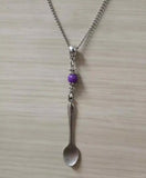 Vintage Cross Crown Teaspoon Spoon Pendant Mix Beads Collar Charm Necklace