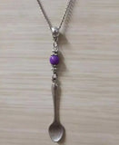 Vintage Cross Crown Teaspoon Spoon Pendant Mix Beads Collar Charm Necklace