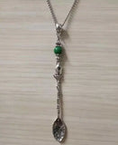 Vintage Cross Crown Teaspoon Spoon Pendant Mix Beads Collar Charm Necklace